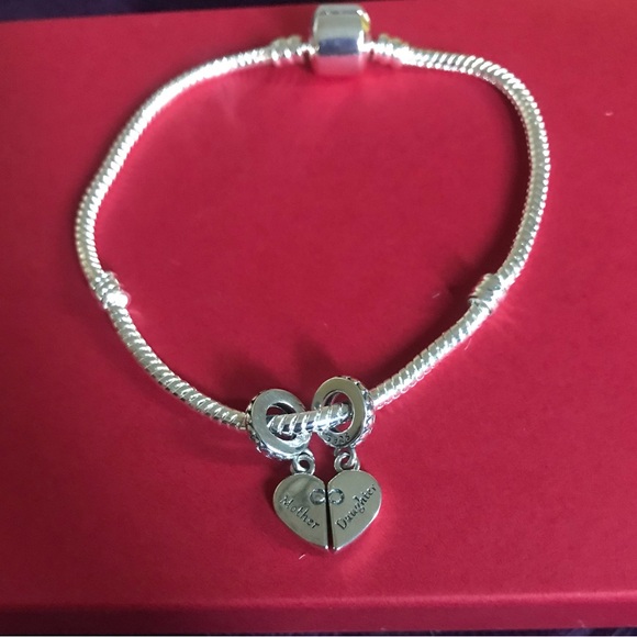 Jewelry - Sterling Silver Bracelet with Heart charms
